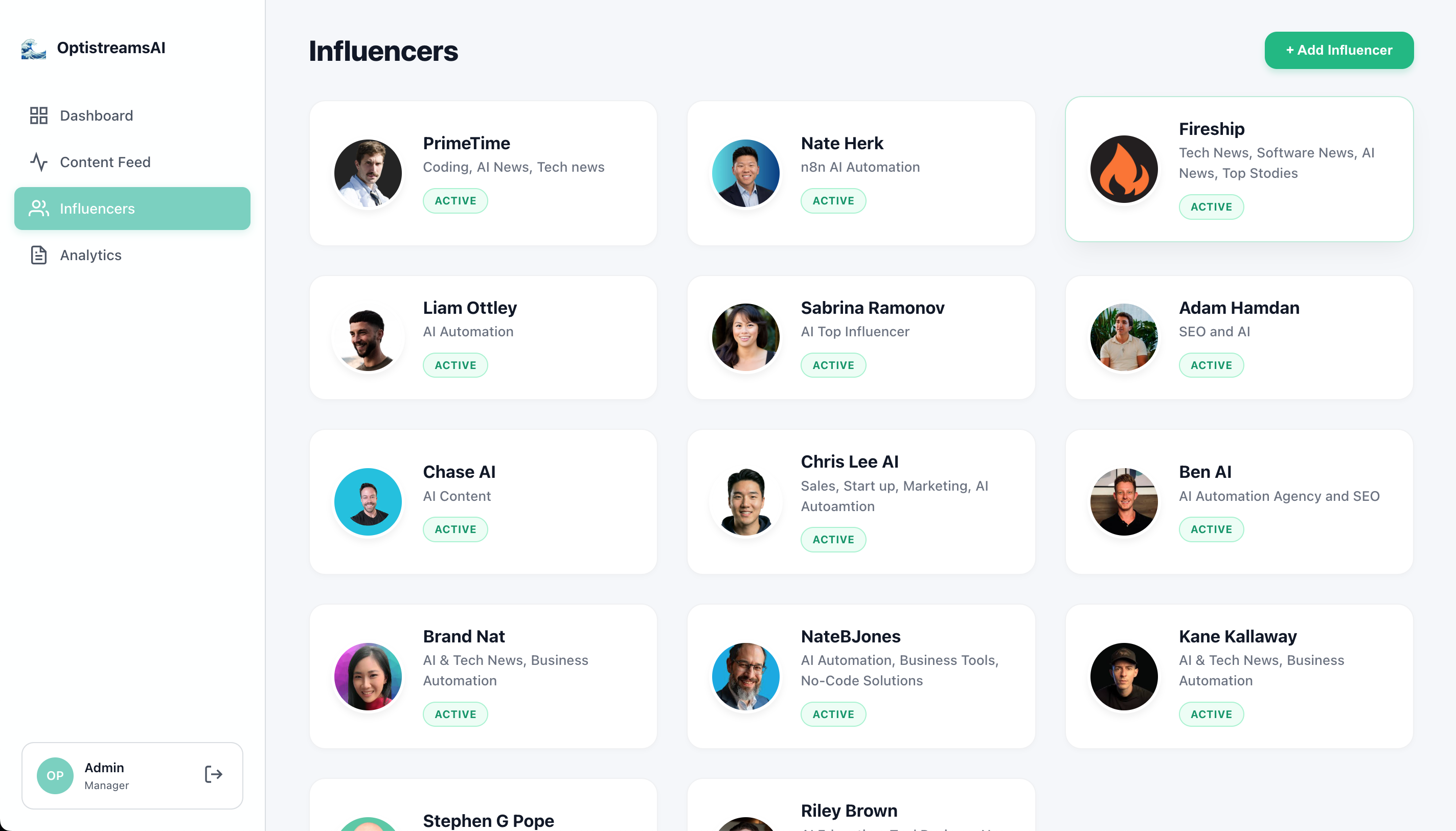 Optisource - Active Influencers